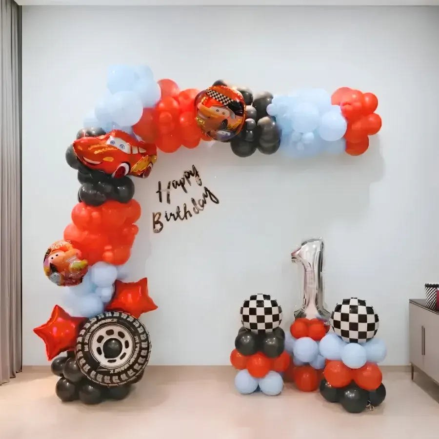 Simple Car Theme Balloon Decoration — decoration setup in Pune