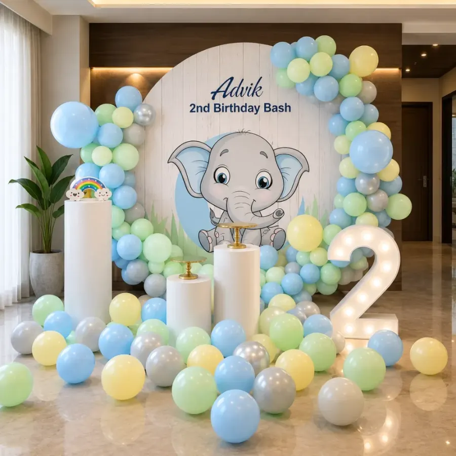 Dumbo Theme Birthday Backdrop — decoration setup in Pune