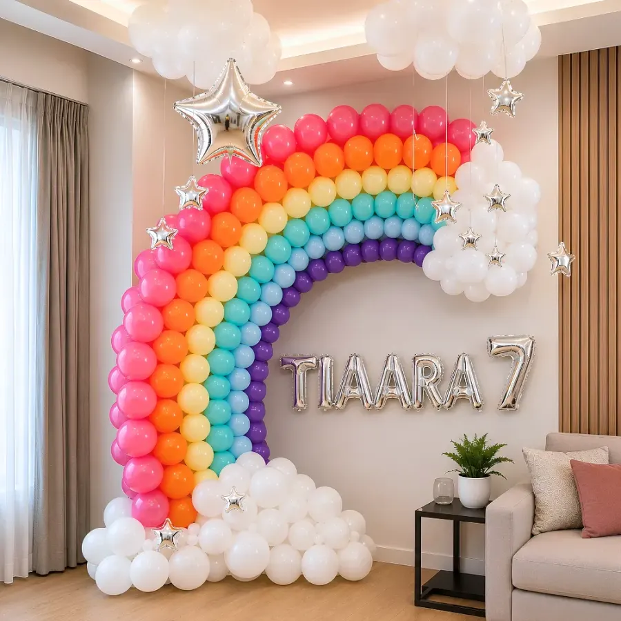 Pastel Rainbow Theme — decoration setup in Pune
