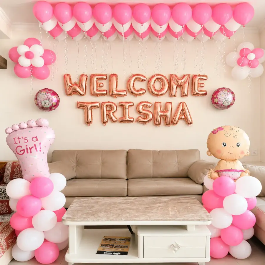 Baby Girl Homecoming Decoration — decoration setup in Pune