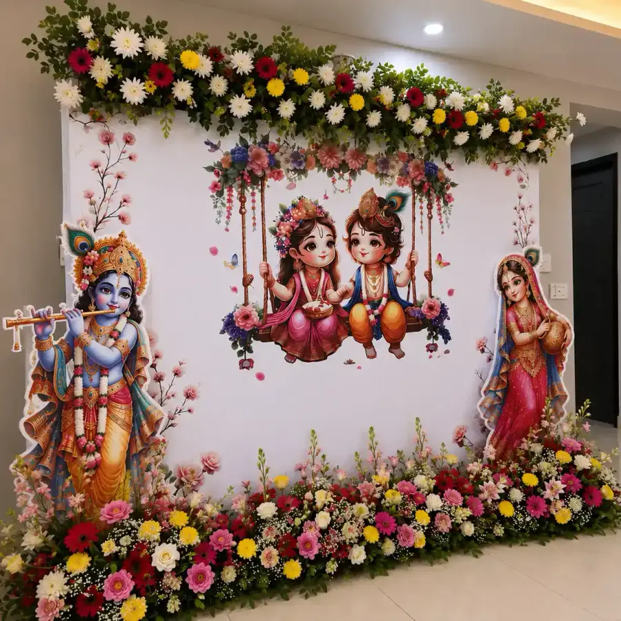 Krishna Radha  Theme Backdrop For Baby Shower — photo 2