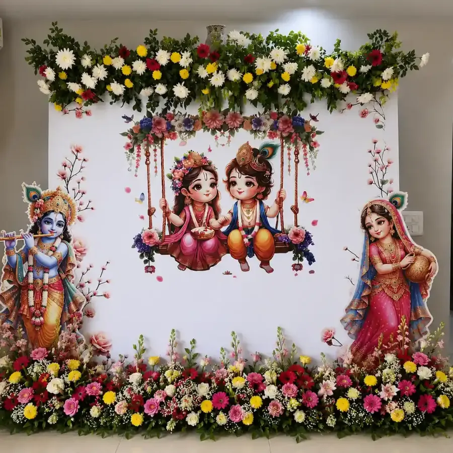 Krishna Radha  Theme Backdrop For Baby Shower — decoration setup in Pune