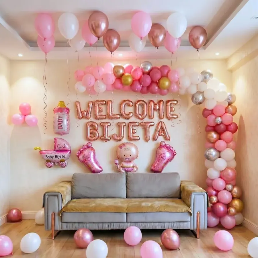 Welcome Little Girl Balloon Decoration — decoration setup in Pune