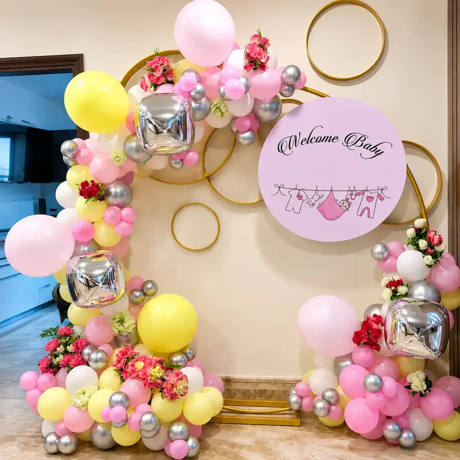 Pastel Welcome Baby Ring — decoration setup in Pune