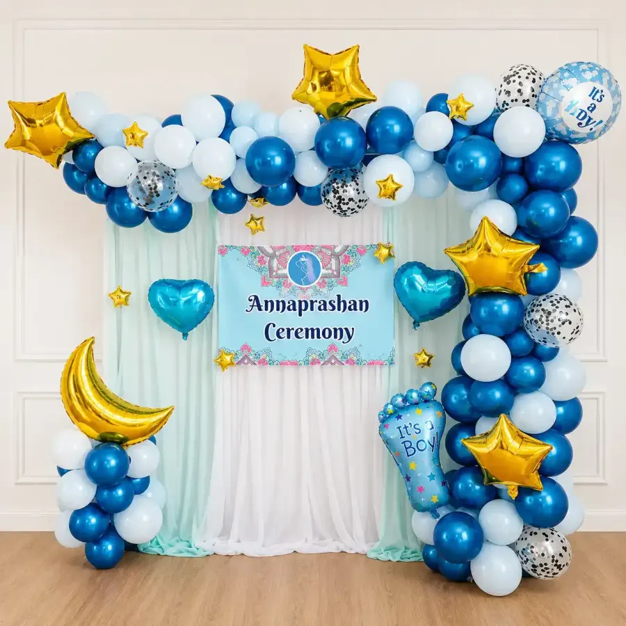 Annaprashan Home Balloon Decoration — decoration setup in Pune