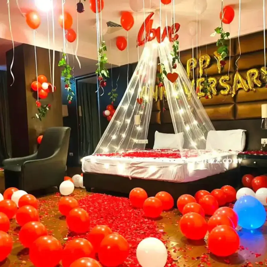 Anniversary Bed Canopy — decoration setup in Pune