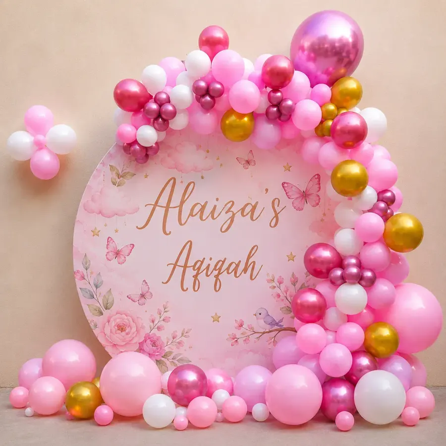 Aqiqah Ceremony Ring Backdrop Decoration — decoration setup in Pune