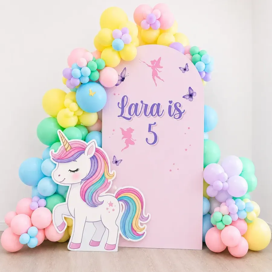 Pastel Unicorn Theme Birthday Balloon Decoration — decoration setup in Pune