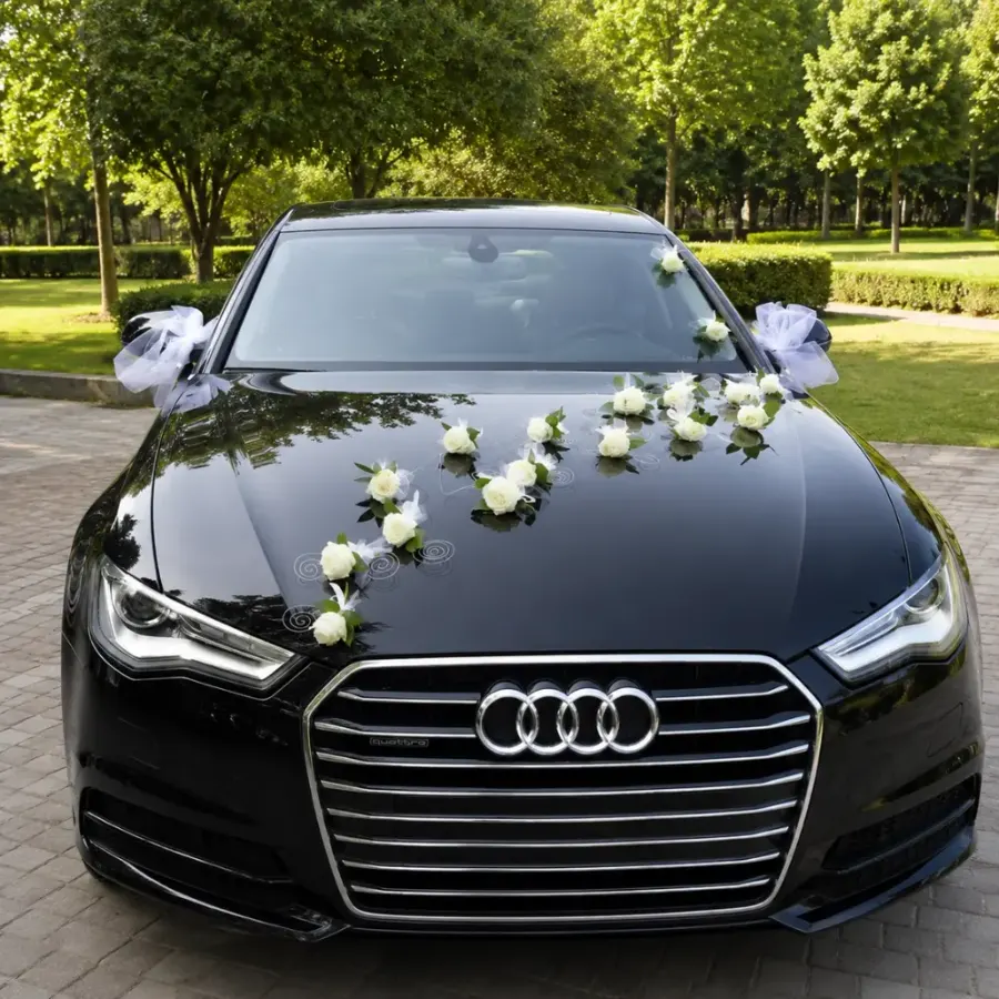 Wedding Car Decor With Roses — decoration setup in Pune