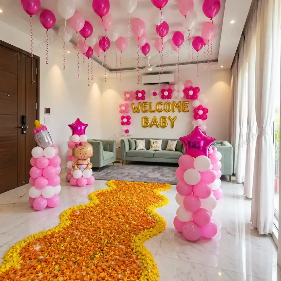 Baby Girl Welcome Balloon Decoration — photo 2