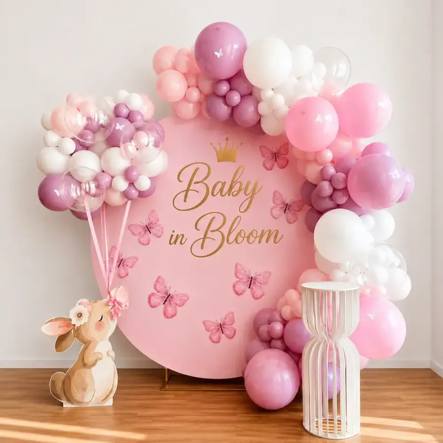 Baby in Bloom Backdrop Decoration — decoration setup in Pune