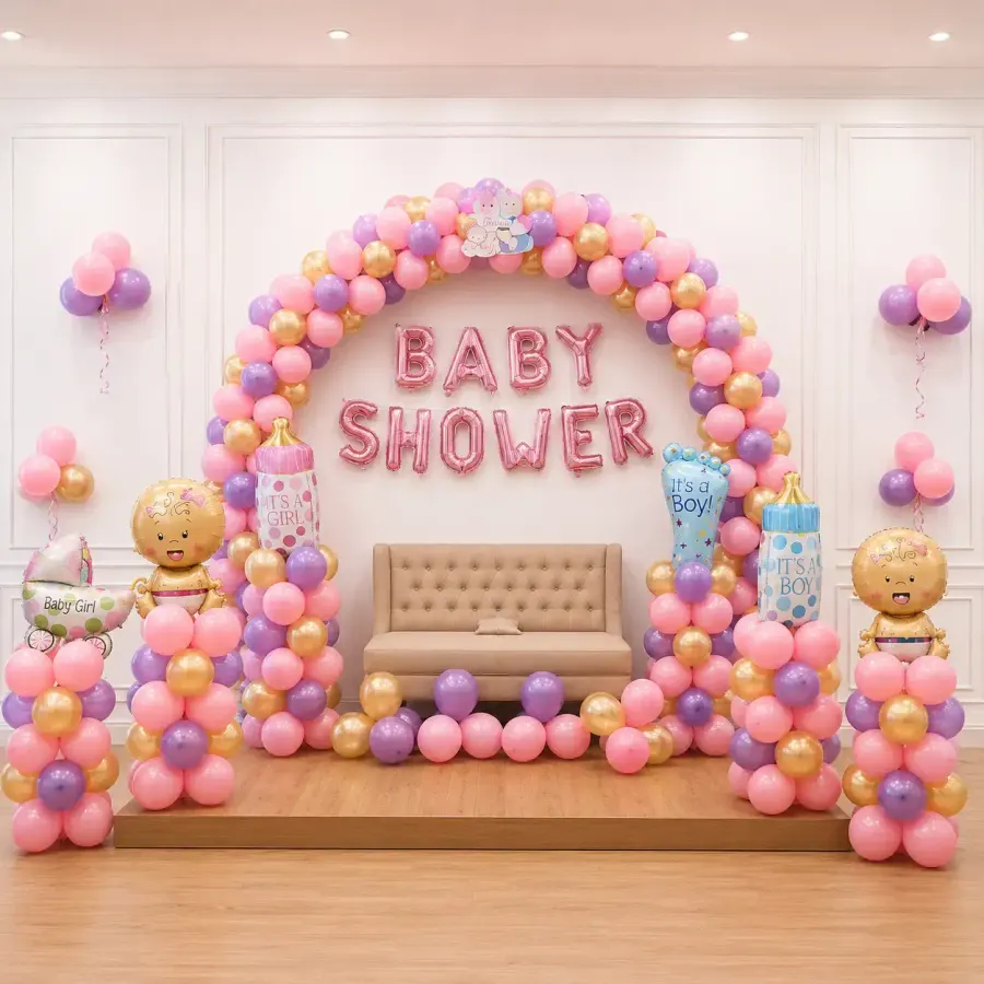 Baby Shower Stage Decoration — decoration setup in Pune