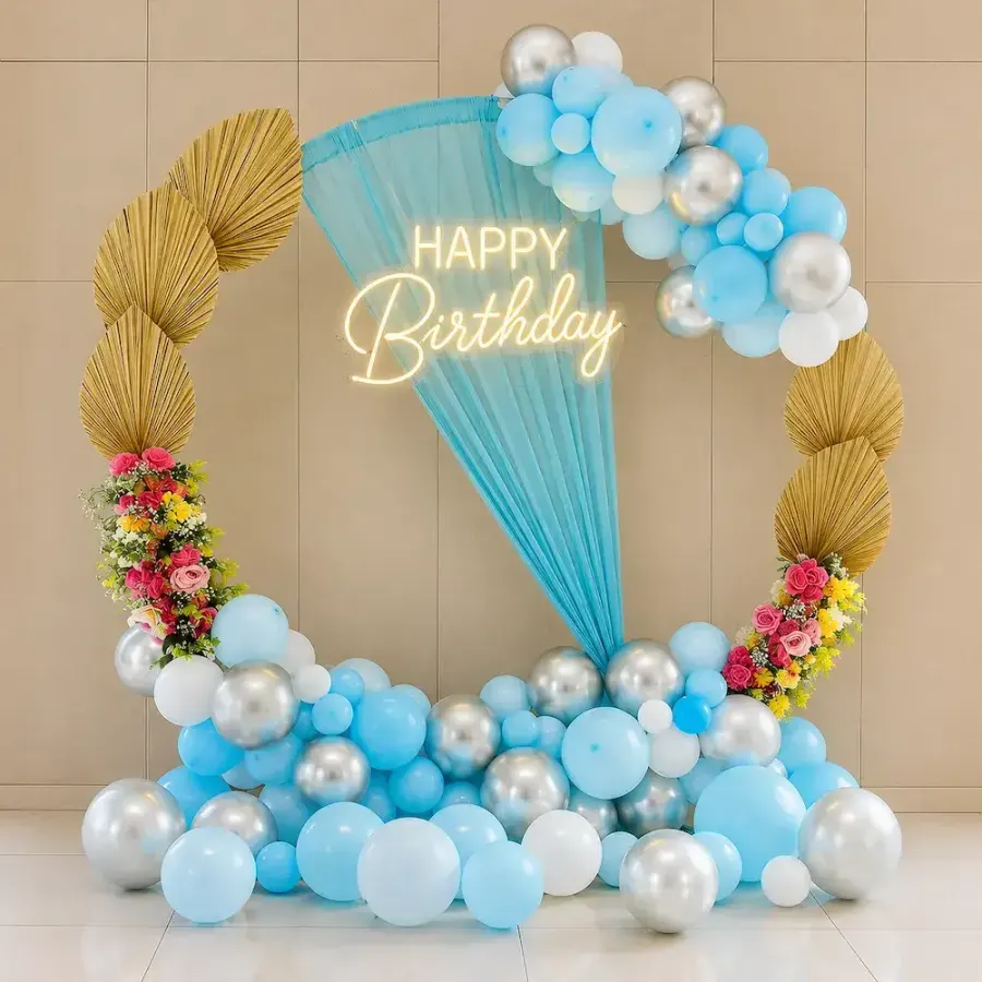 Balloon Ring Birthday Decoration — decoration setup in Pune