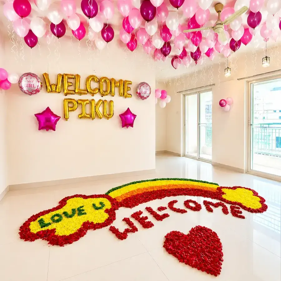 Welcome Baby Flower Decoration — decoration setup in Pune