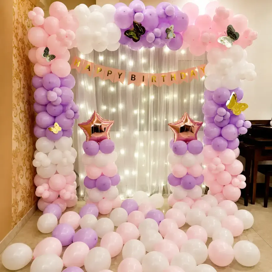 Butterfly Pastel Theme — decoration setup in Pune
