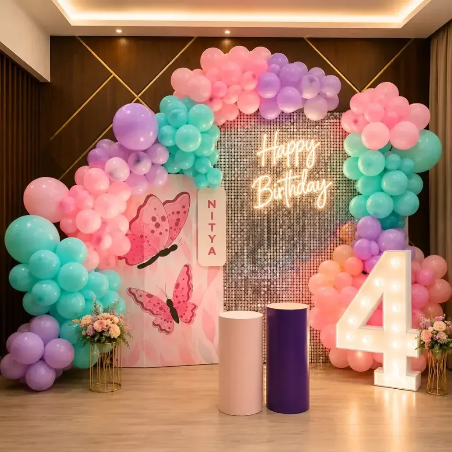 Butterfly Theme Stage Decoration — decoration setup in Pune