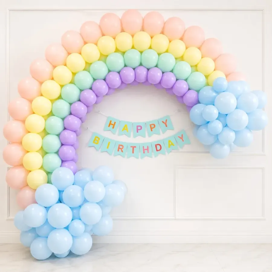 Rainbow Theme Birthday Backdrop — decoration setup in Pune
