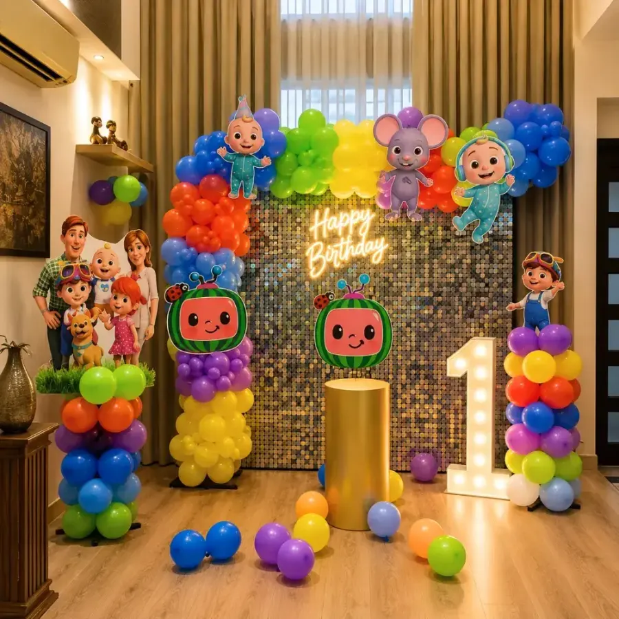 Cocomelon Backdrop Decoration — decoration setup in Pune