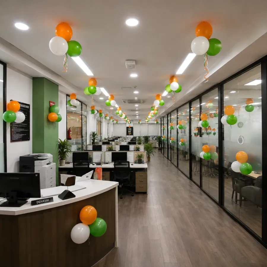 Corporate Office Independence Day Balloon Setup — photo 2