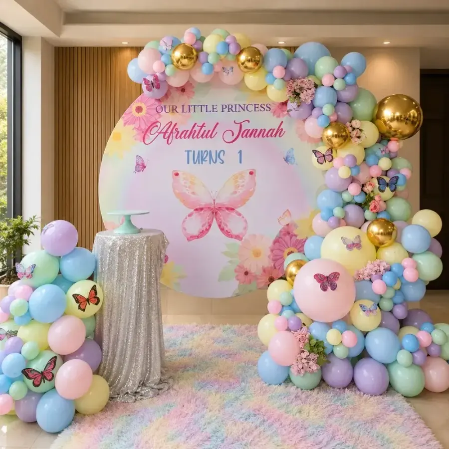 Cute Butterfly Theme Decoration — decoration setup in Pune