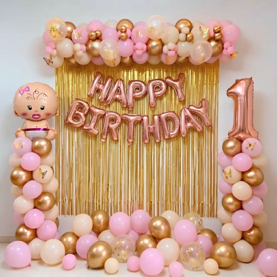 Simple Butterfly Theme Balloon Decoration — decoration setup in Pune