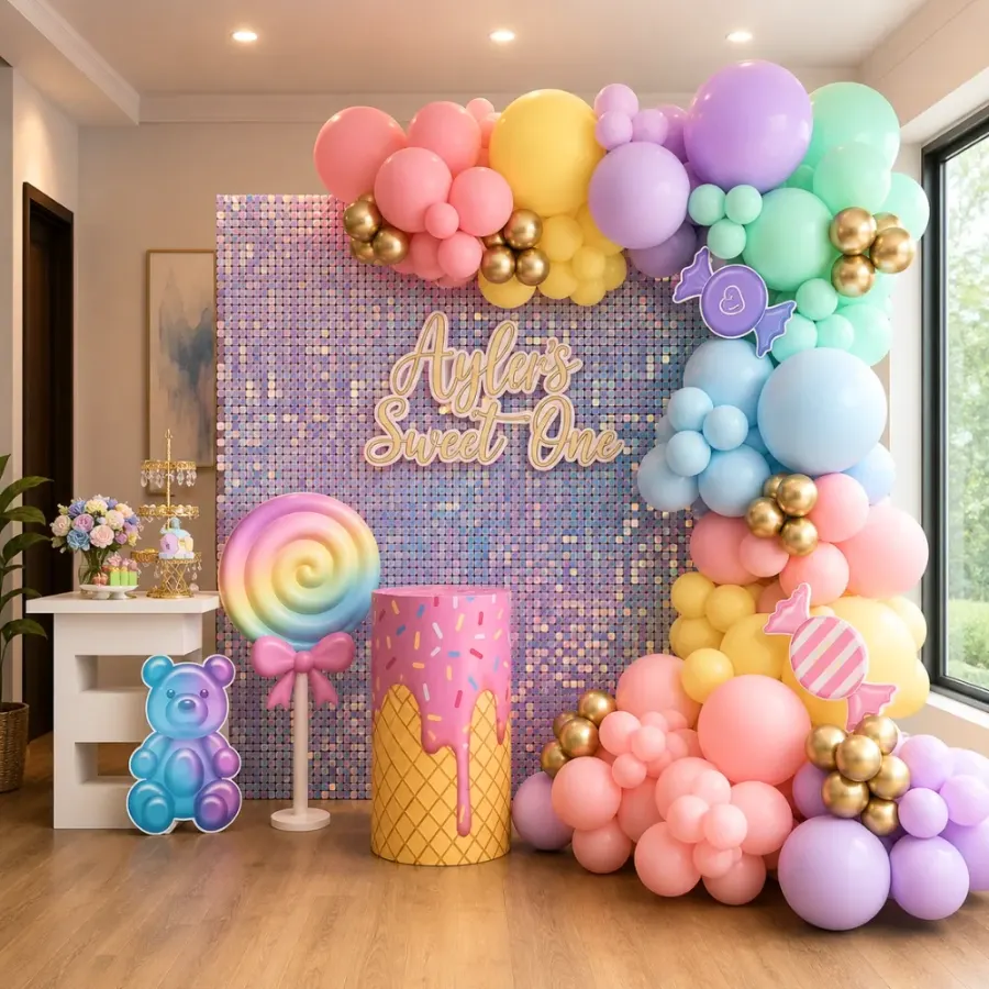Candy Theme Stage Decoration — decoration setup in Pune
