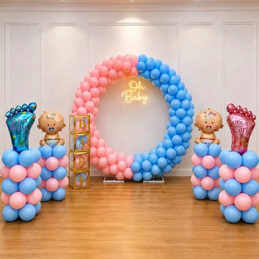 Baby Shower Pastel Stage Decoration — decoration setup in Pune