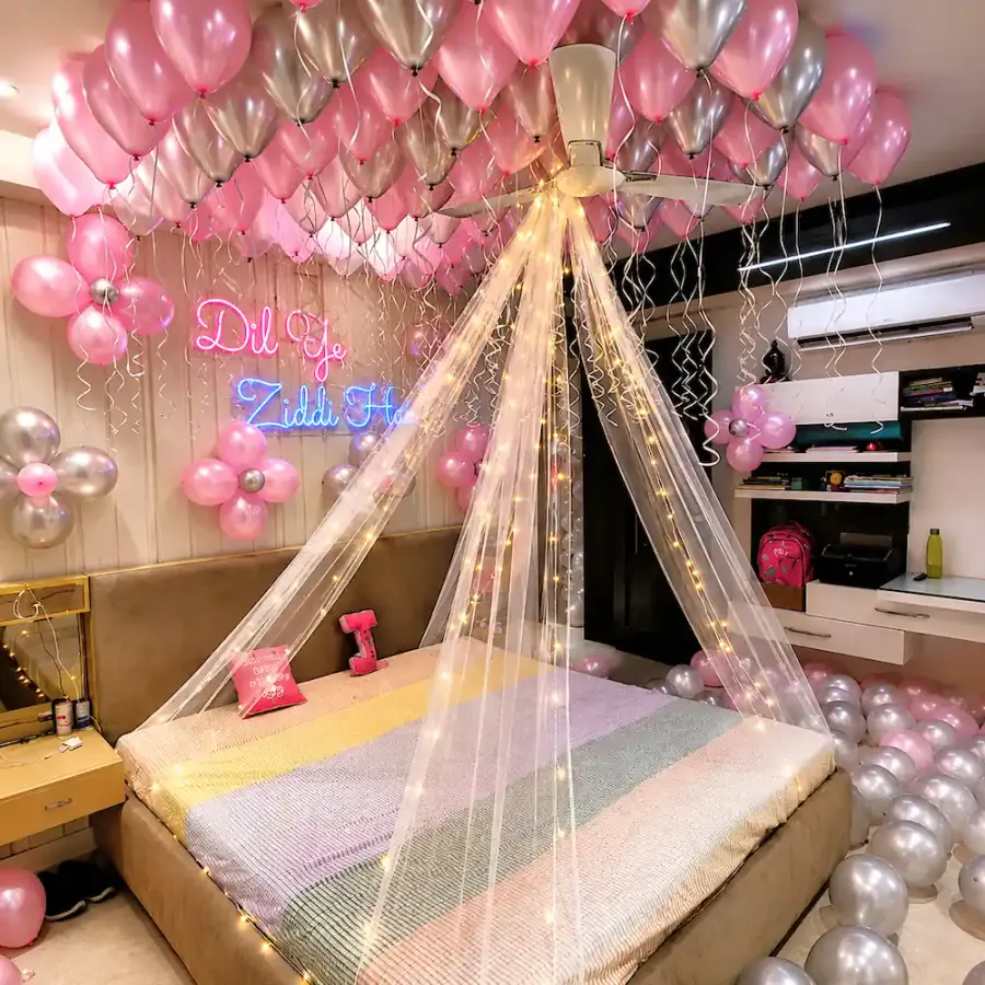 Pink Balloons Cabana Decoration — decoration setup in Pune