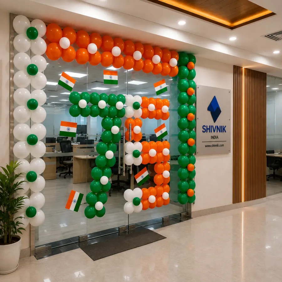 Exclusive Independence Day Tricolour Office Decor — decoration setup in Pune