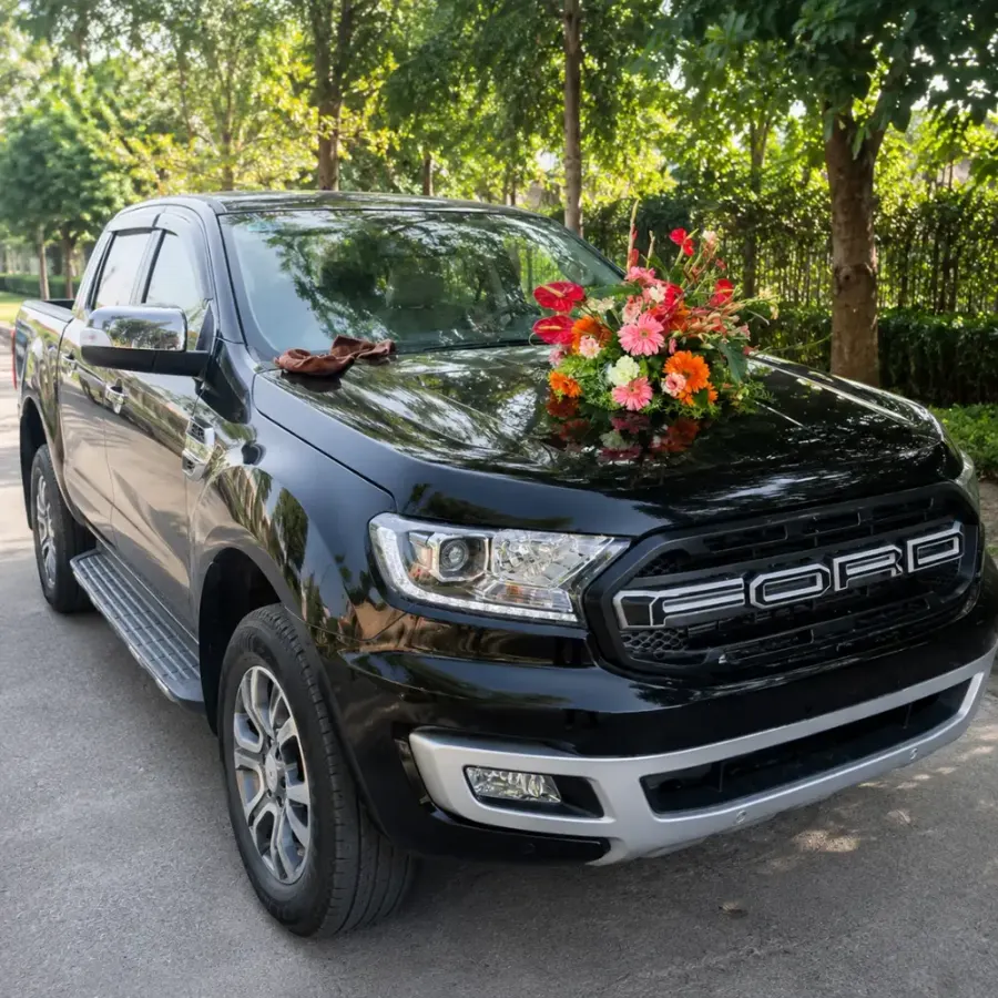 Marriage Car Decor With Rose — decoration setup in Pune