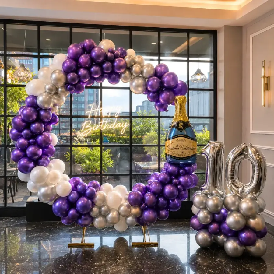 Purple Silver Theme Decoration — decoration setup in Pune