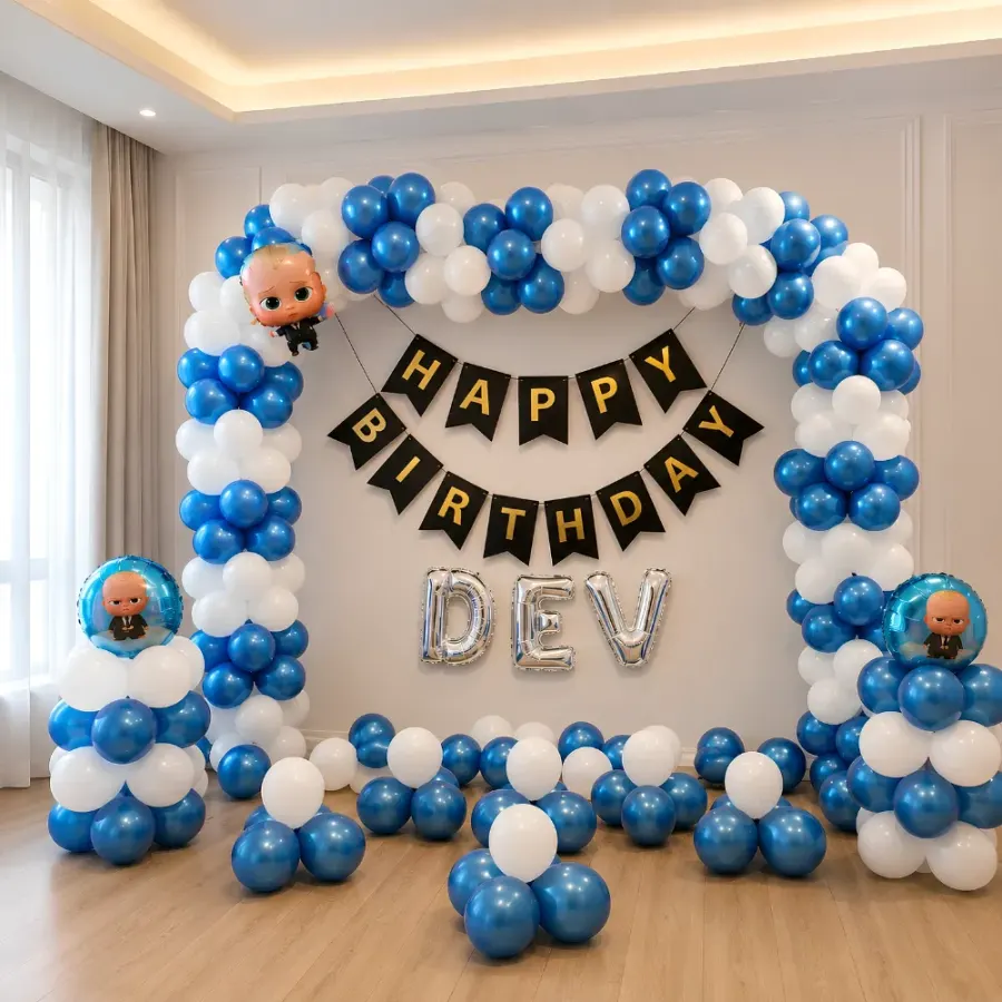 Simple Baby Boss Birthday Decoration — decoration setup in Pune