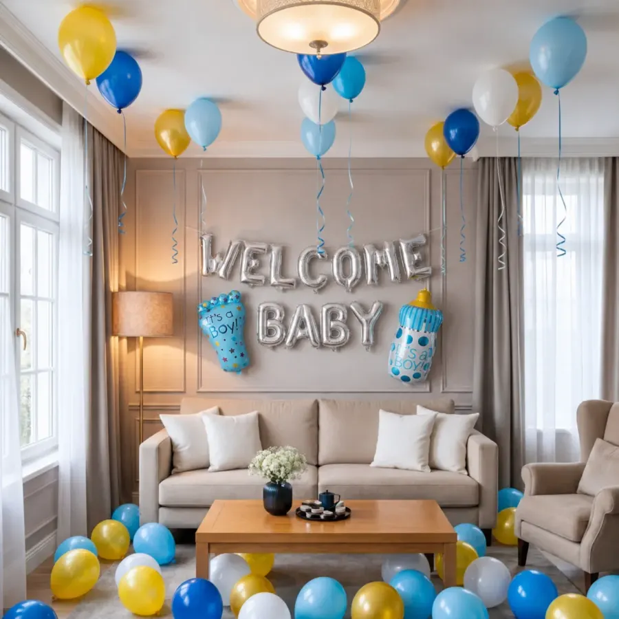 Welcome Baby Boy Room Decoration — decoration setup in Pune