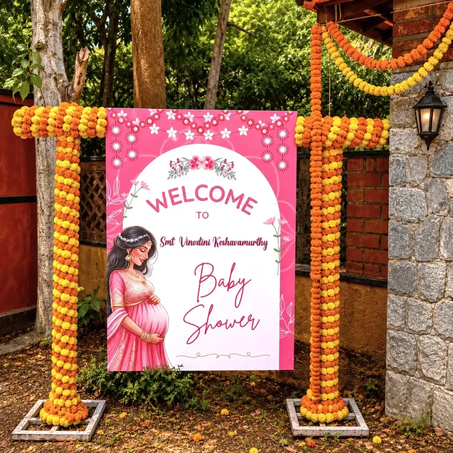 Flower Decoration for Baby Shower Celebration — decoration setup in Pune