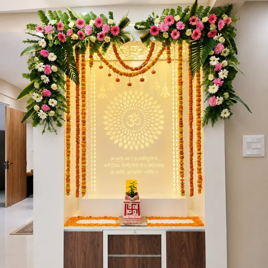 Griha Pravesh Flower Decoration — decoration setup in Pune