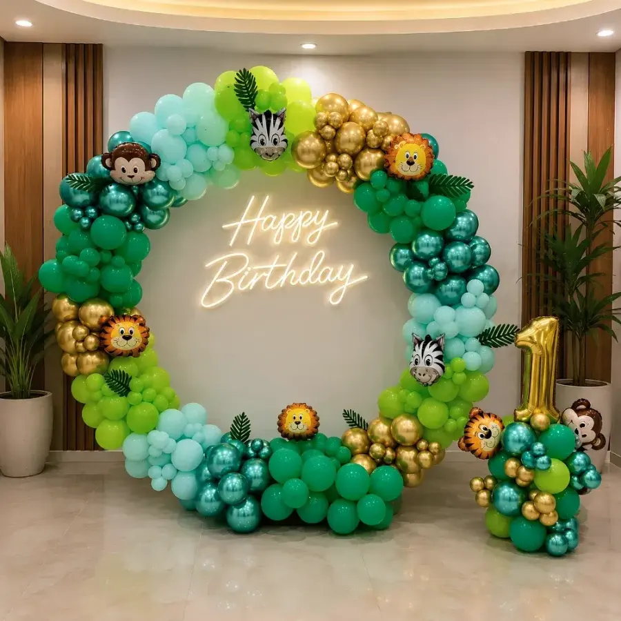 Jungle Theme Backdrop Decor — decoration setup in Pune