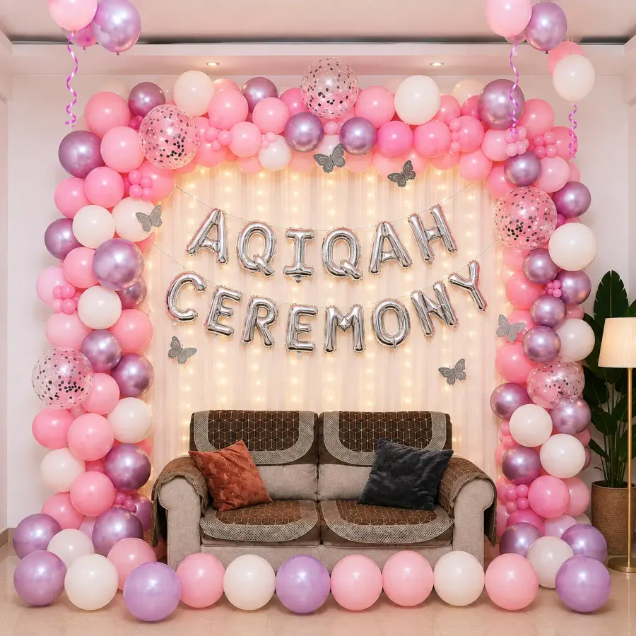 Luxury Aqiqah Balloon Decoration — decoration setup in Pune