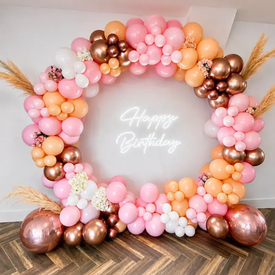Luxury Pink Balloon Ring Decoration — decoration setup in Pune