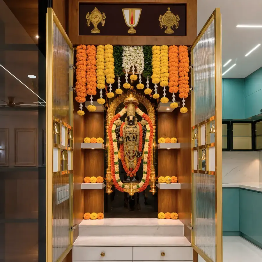 Mandir Setup with Flowers — photo 2
