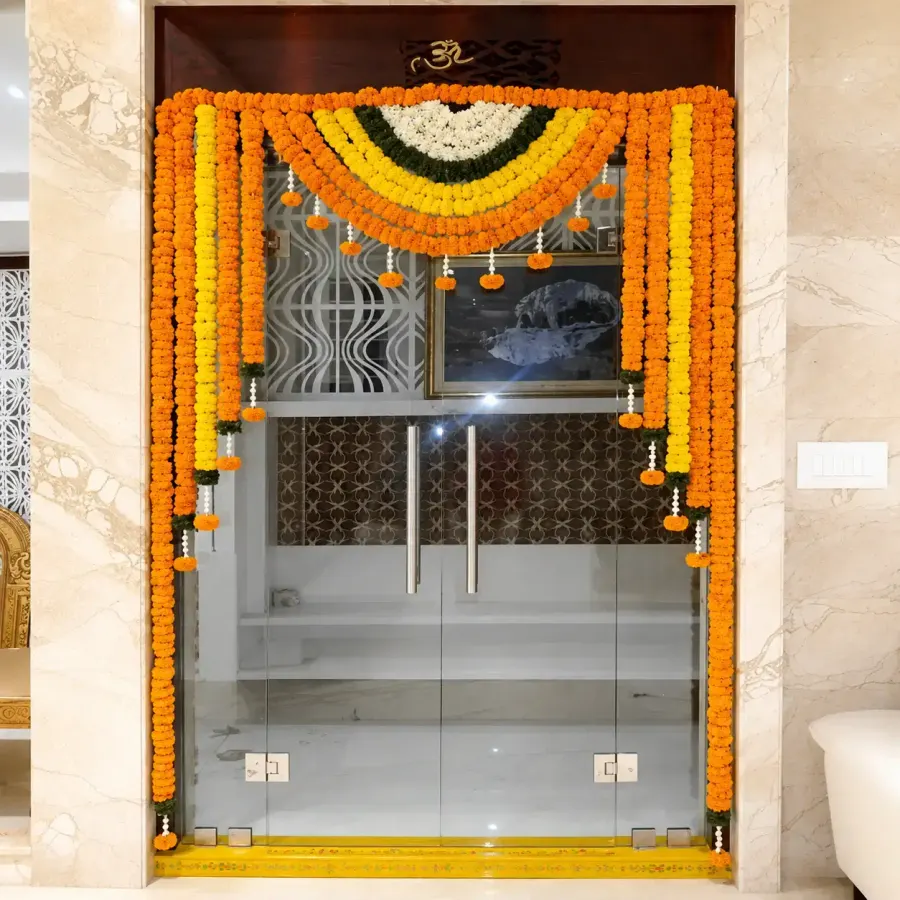 Mandir Setup with Flowers — decoration setup in Pune