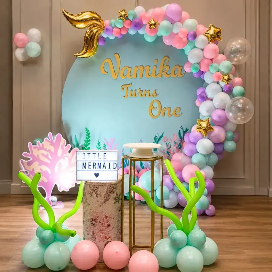Mermaid Backdrop Decoration — decoration setup in Pune