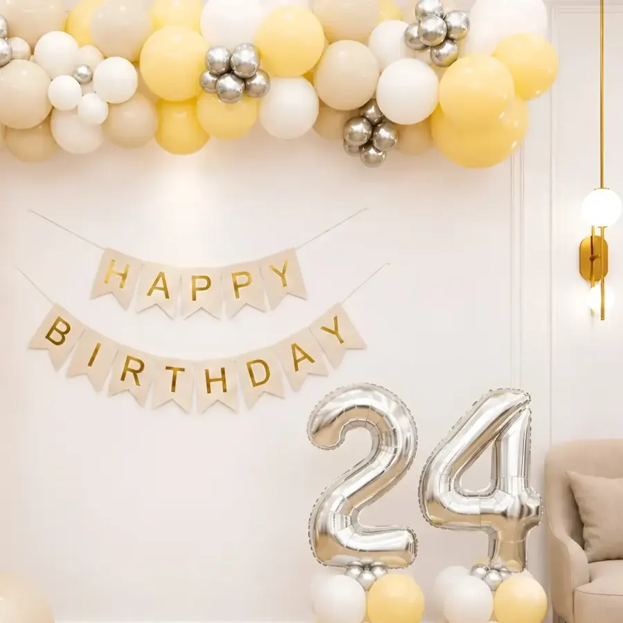 Minimalist Birthday Decoration with Pastel Balloons — photo 2