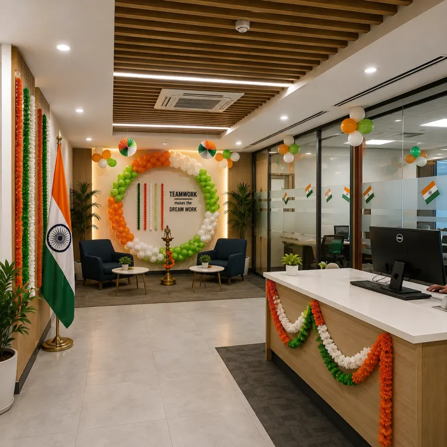 Office Independence Day Tricolour Balloons Setup — decoration setup in Pune