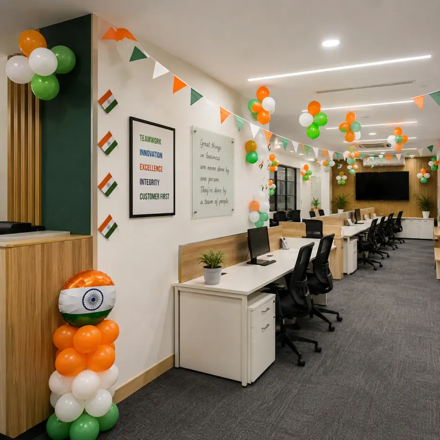 Office Independence Day Tricolour Balloons Setup — photo 2