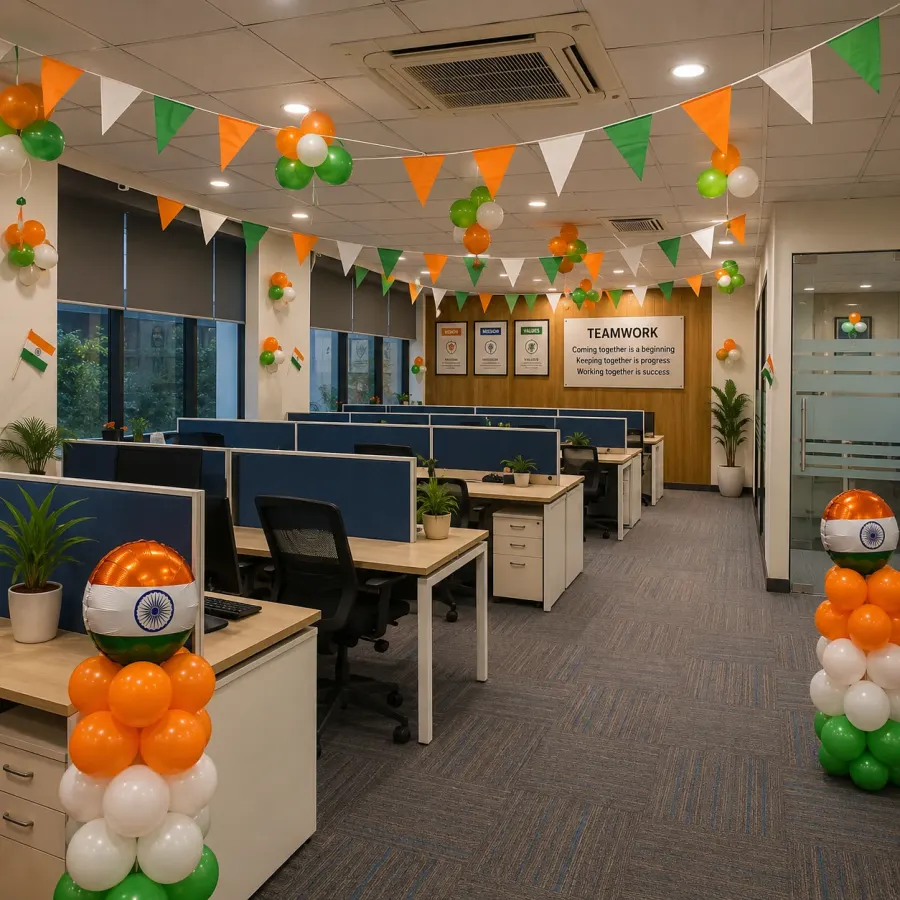 Office Independence Day Tricolour Balloons Setup — photo 3
