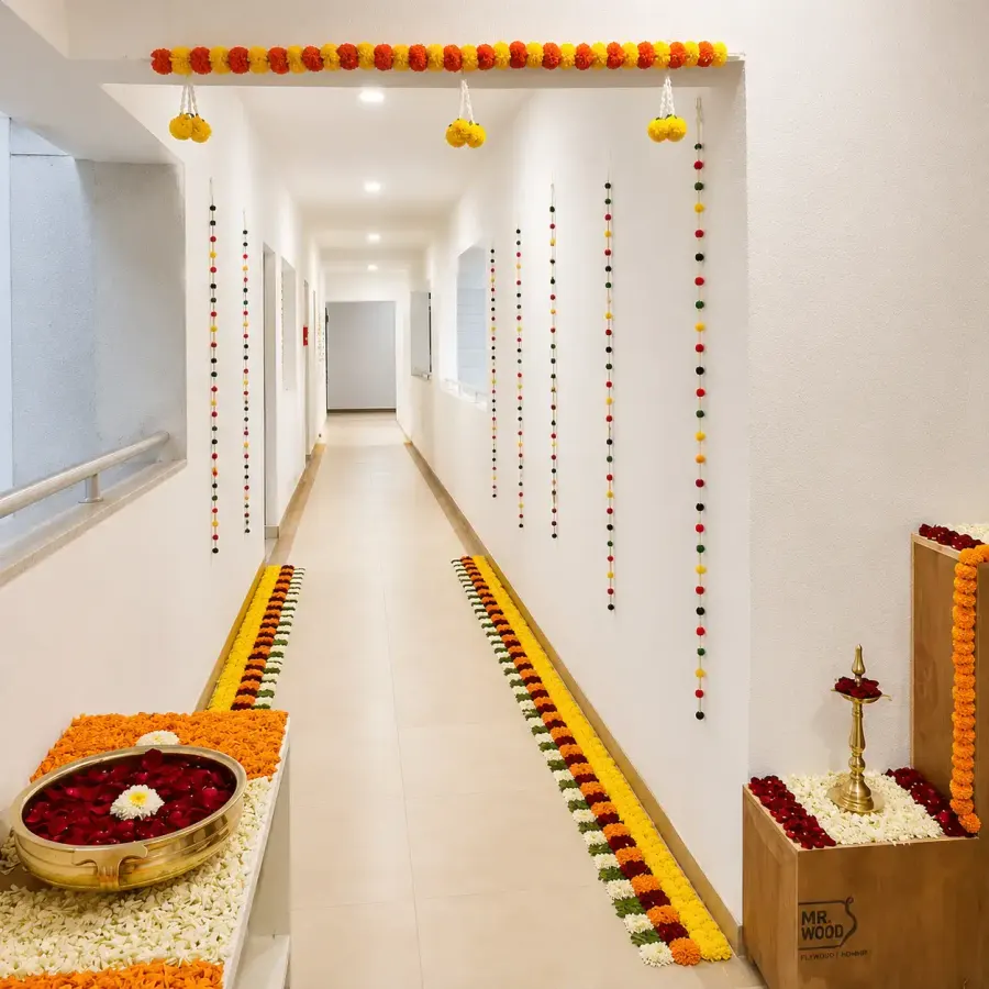 Office Puja Flower Decoration — photo 3