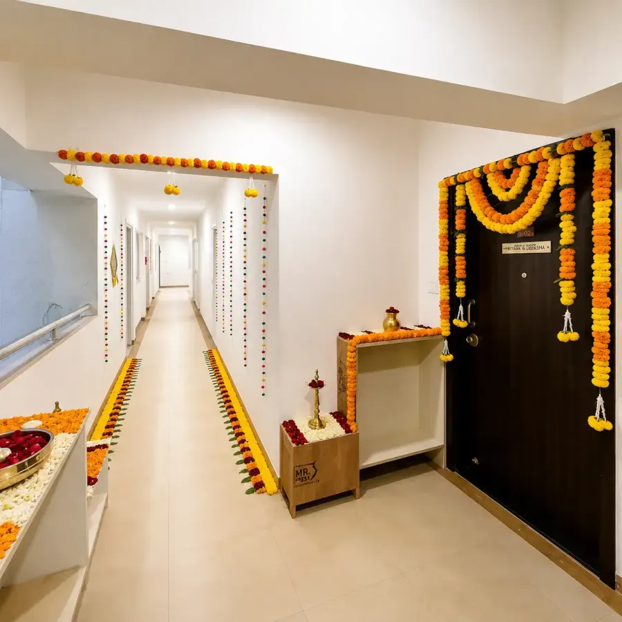 Office Puja Flower Decoration — decoration setup in Pune