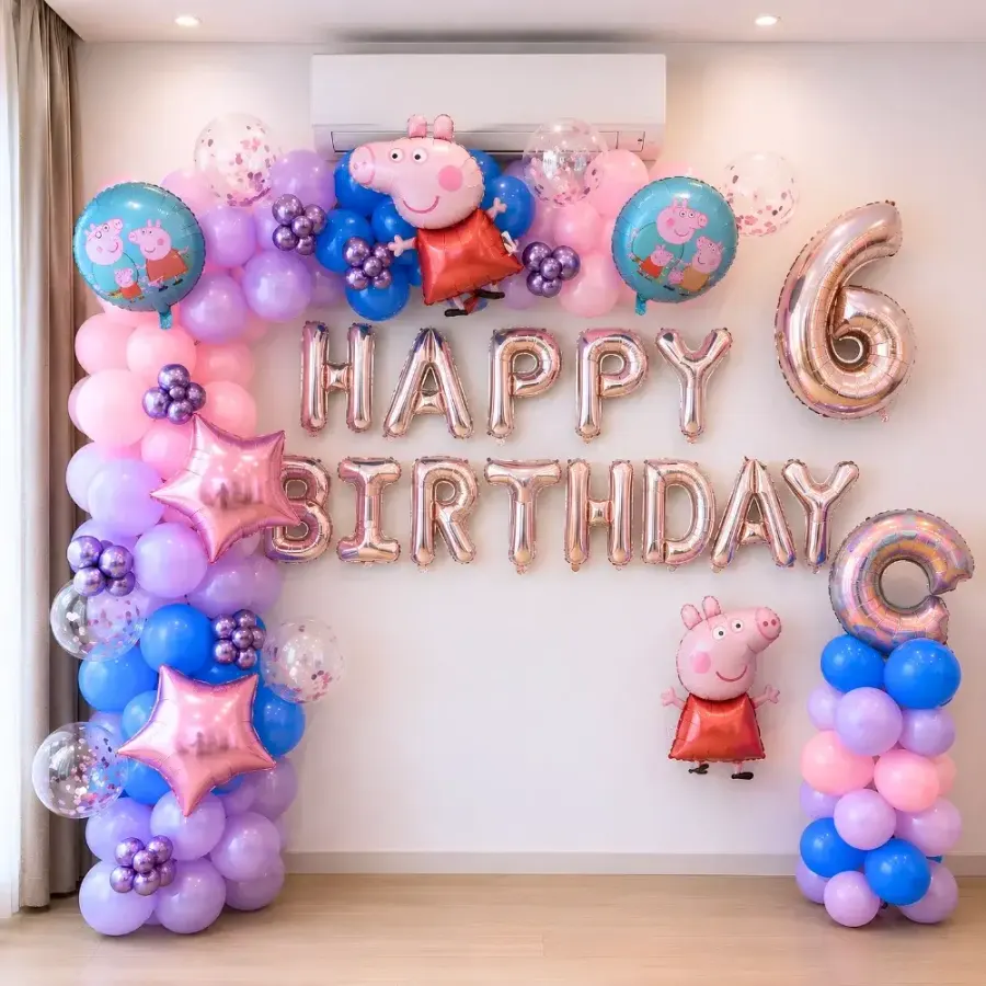 Peppa Pig Arch Decoration — decoration setup in Pune