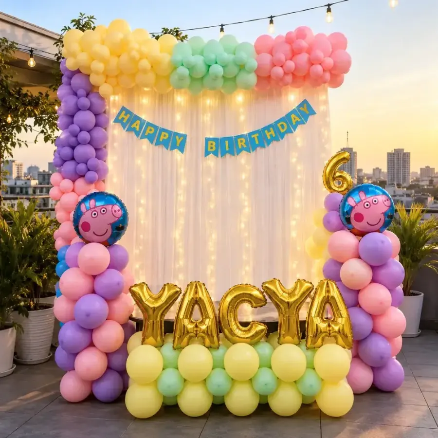 Peppa Pig Terrace Decoration — decoration setup in Pune
