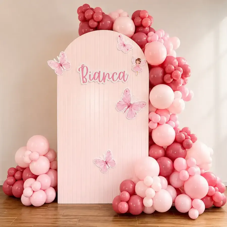 Pink Butterfly Theme Birthday Decoration — decoration setup in Pune